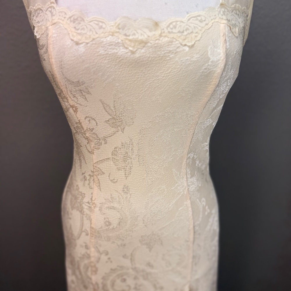 Vintage Victoria's Secret Gold Label jacquard bridal nightgown slip dress Sz M - Picture 4 of 9